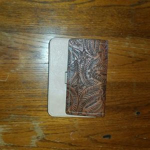 NWOT Double pocketed leather clutch 9x7